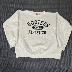 Hanes Ultimate Cotton Hooters Athletics Sweatshirt Heather Gray Mens Medium
